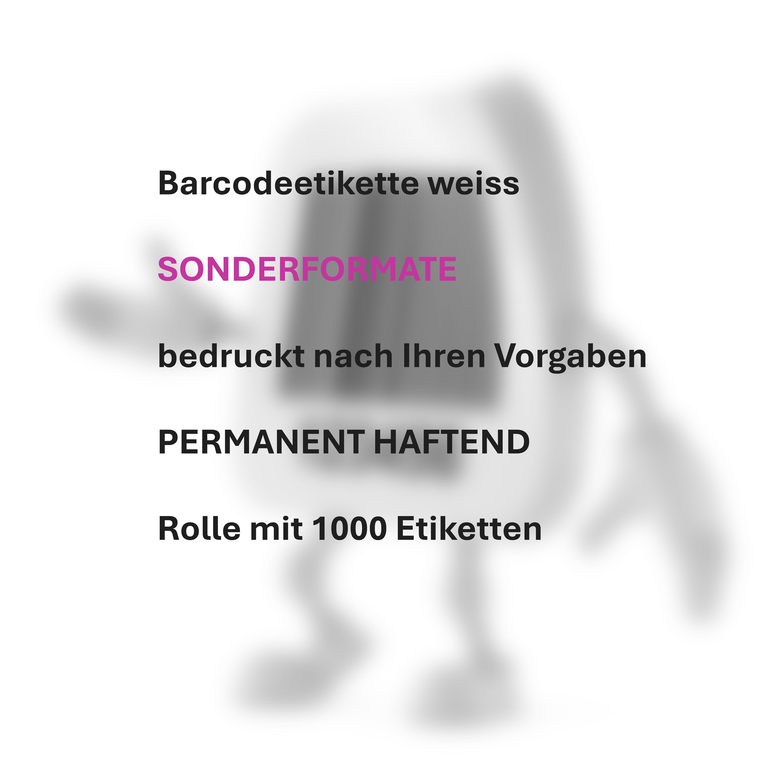 ET547 SONDERFORMATE BAR-Code PAPIER-Etiketten PERMANENT HAFTEND weiß  bedruckt 1000 Etiketten