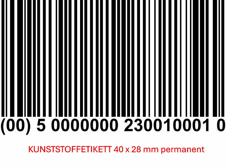 ET1461-40x28 BASIC BAR-Code KUNSTSTOFF-Etiketten PERMANENT HAFTEND weiß  bedruckt 1000 Etiketten