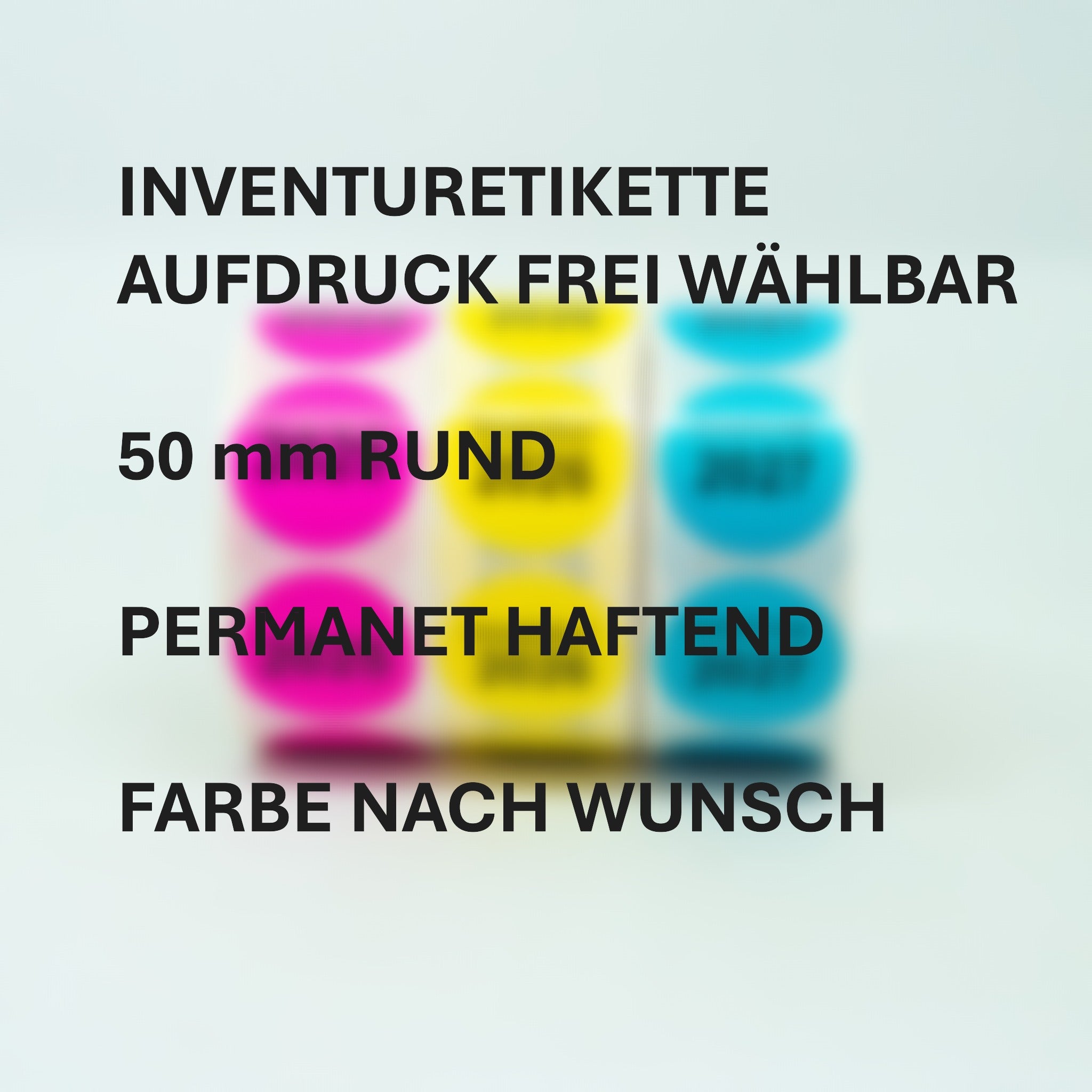 ET2277-INDIVIDUAL Inventur-Etiketten 50 mm rund PERMANENT haftend mit Text nach Wunsch auf Rolle zu 1000 Stk. Preis / Rolle