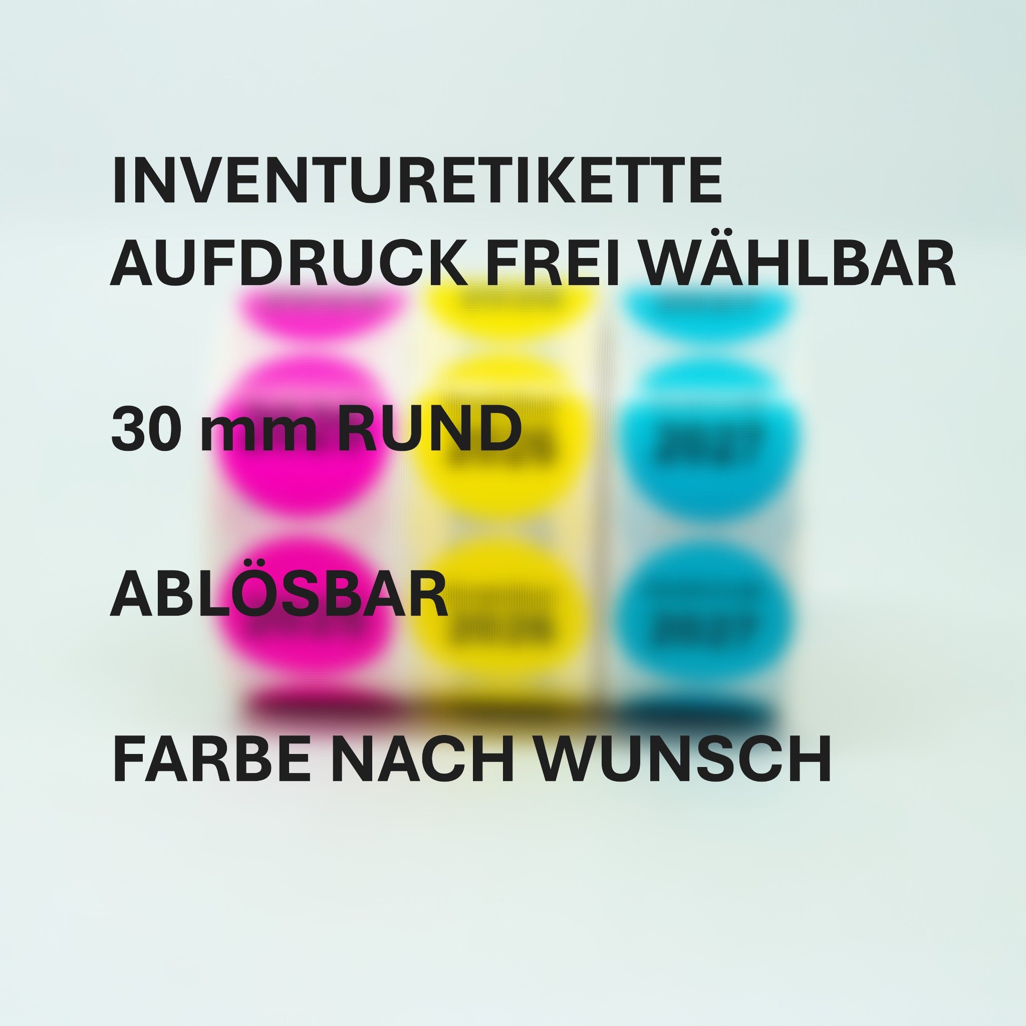ET2279A-Individual Inventur-Etiketten 30mm rund ABLÖSBAR haftend mit individualem Text  auf Rolle zu 1000 Stk. Preis / Rolle