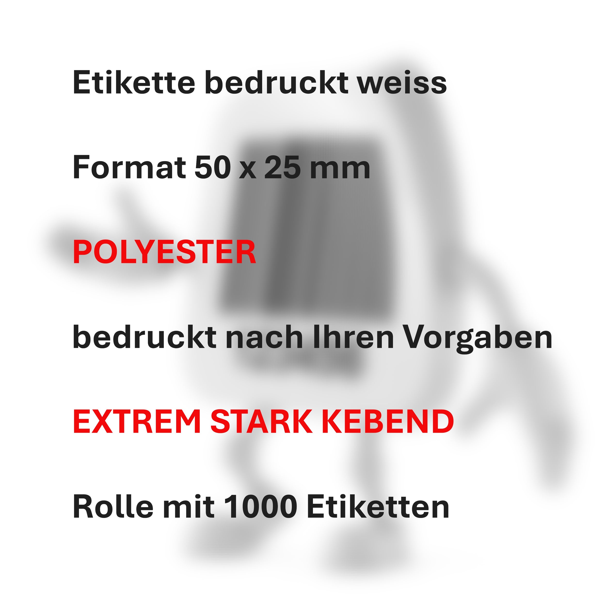 ET373-50x25 BAR-Code POLYESTER 50x25-Etiketten PERMANENT HAFTEND weiß  bedruckt 1000 Etiketten
