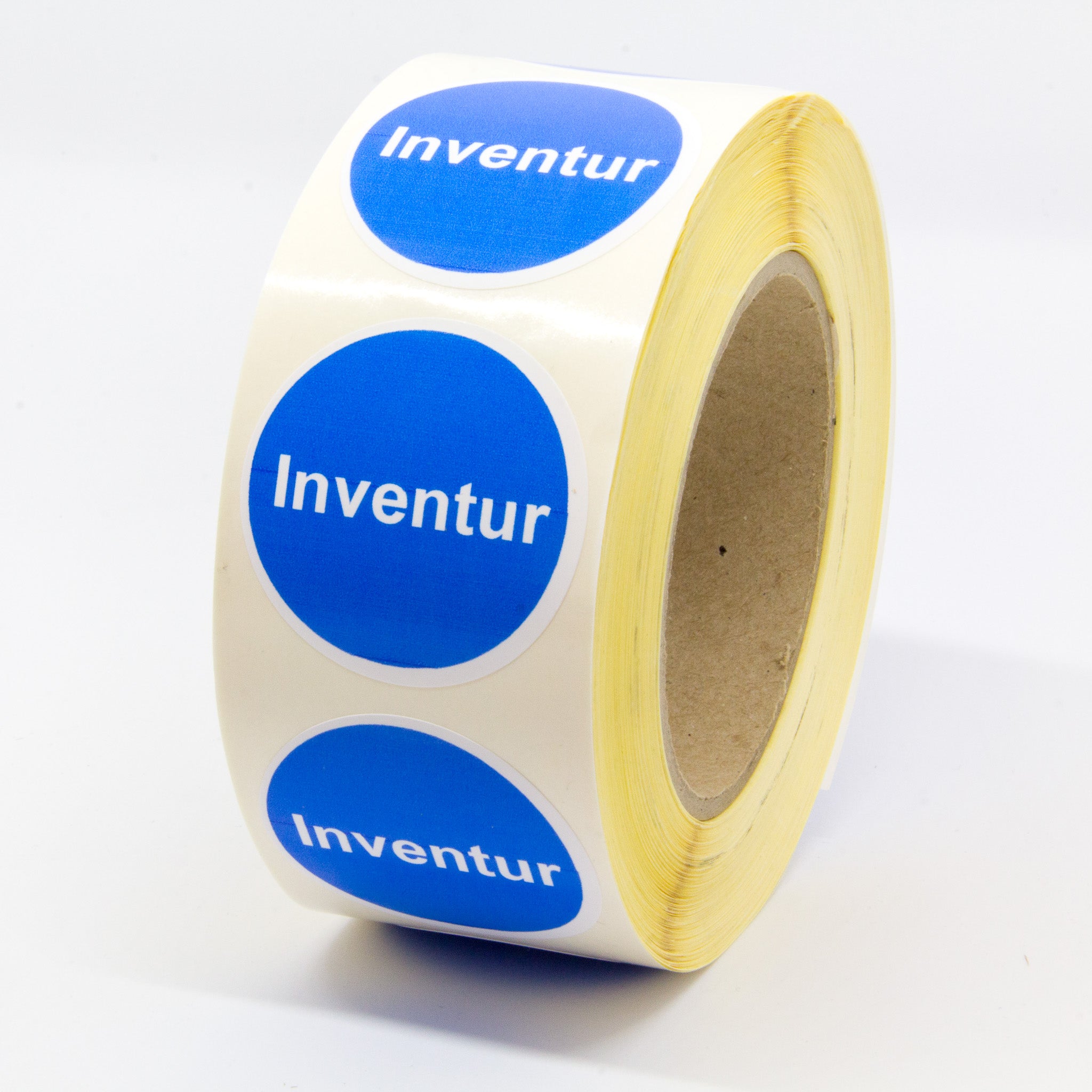 ET2277-INDIVIDUAL Inventur-Etiketten 50 mm rund PERMANENT haftend mit Text nach Wunsch auf Rolle zu 1000 Stk. Preis / Rolle