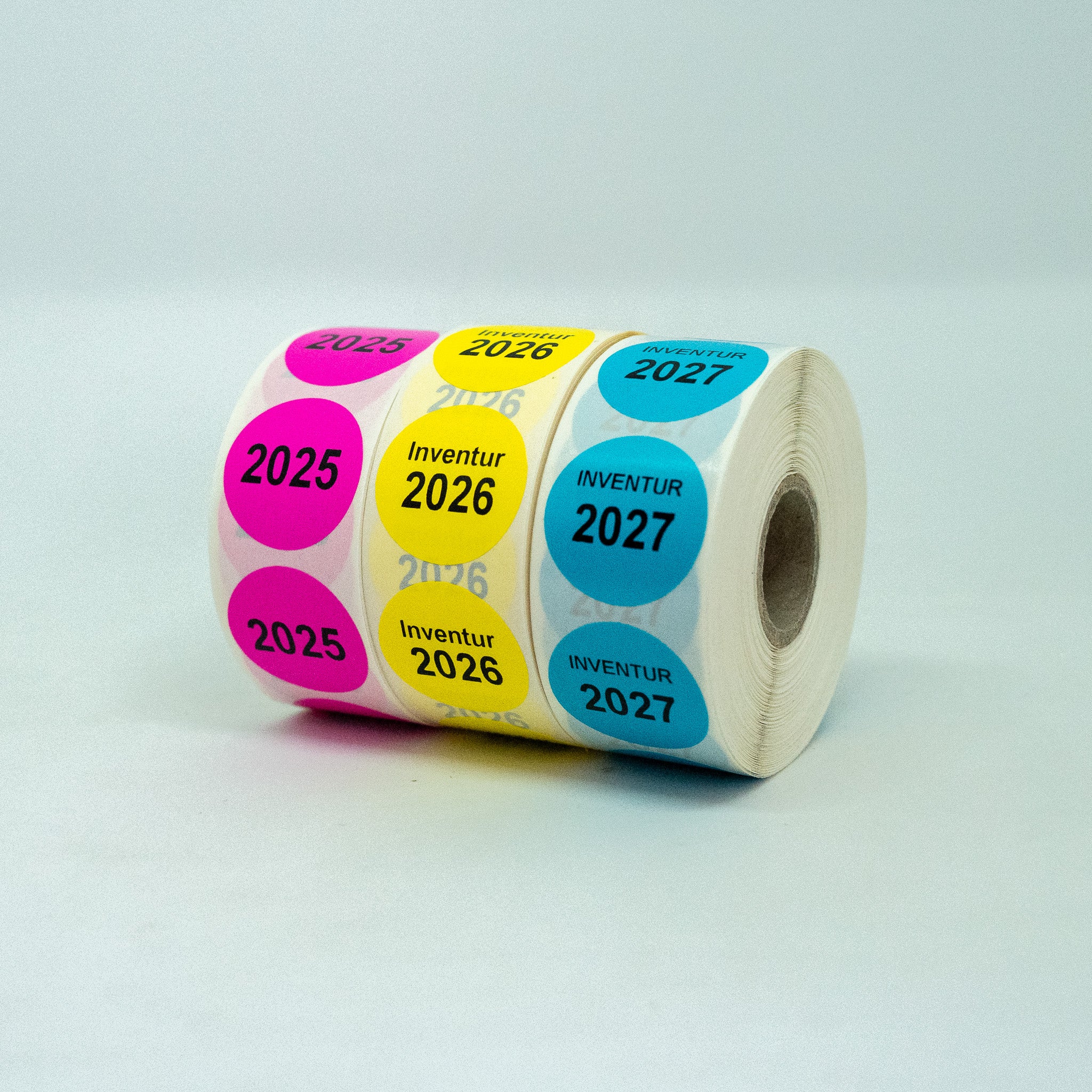 ET2276A-Individual Inventur-Etiketten 30mm rund PERMANENT haftend mit individualem Text  auf Rolle zu 1000 Stk. Preis / Rolle