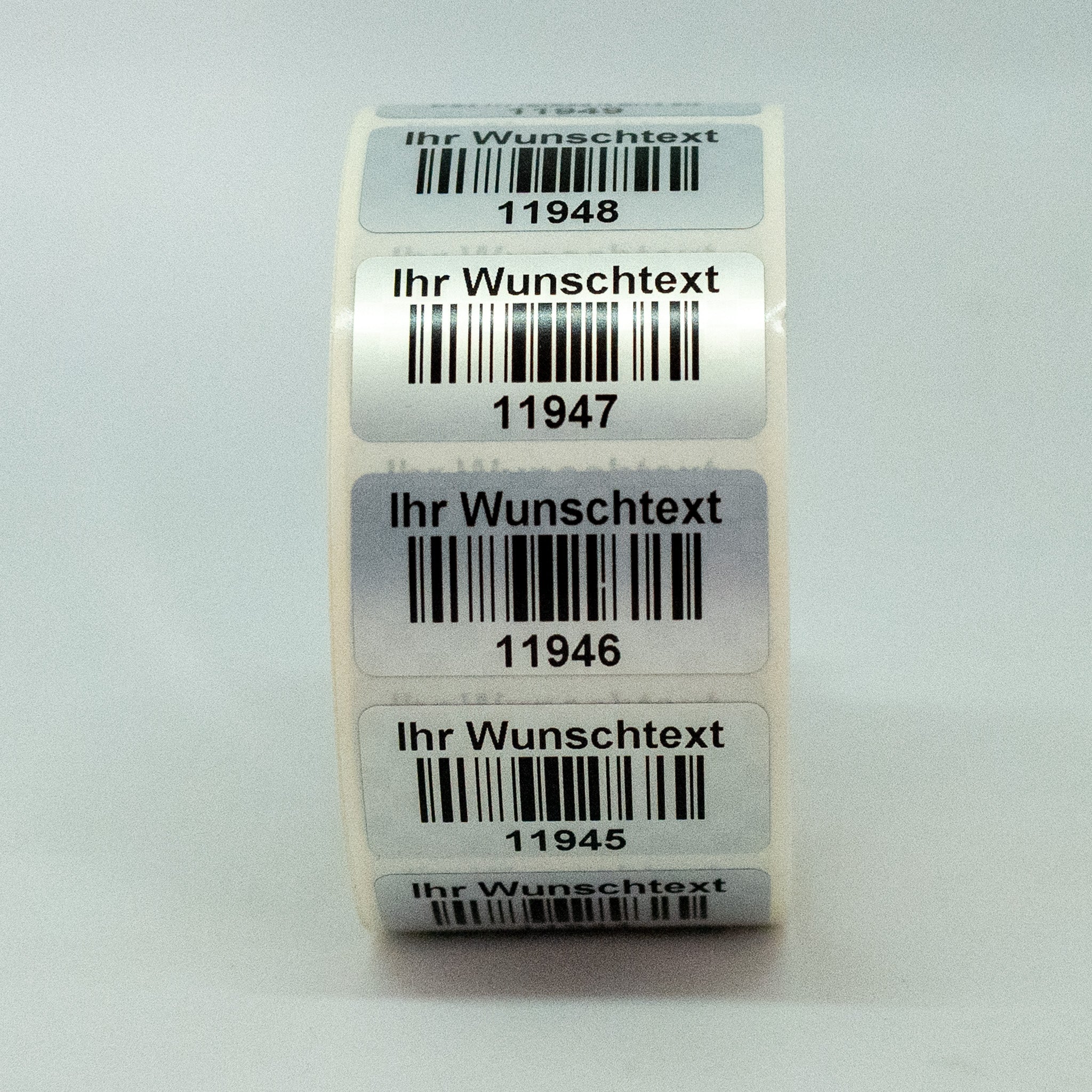 ET2328-LOGO Void-Etikette silber bedruckt mit Logo 1000 Etiketten