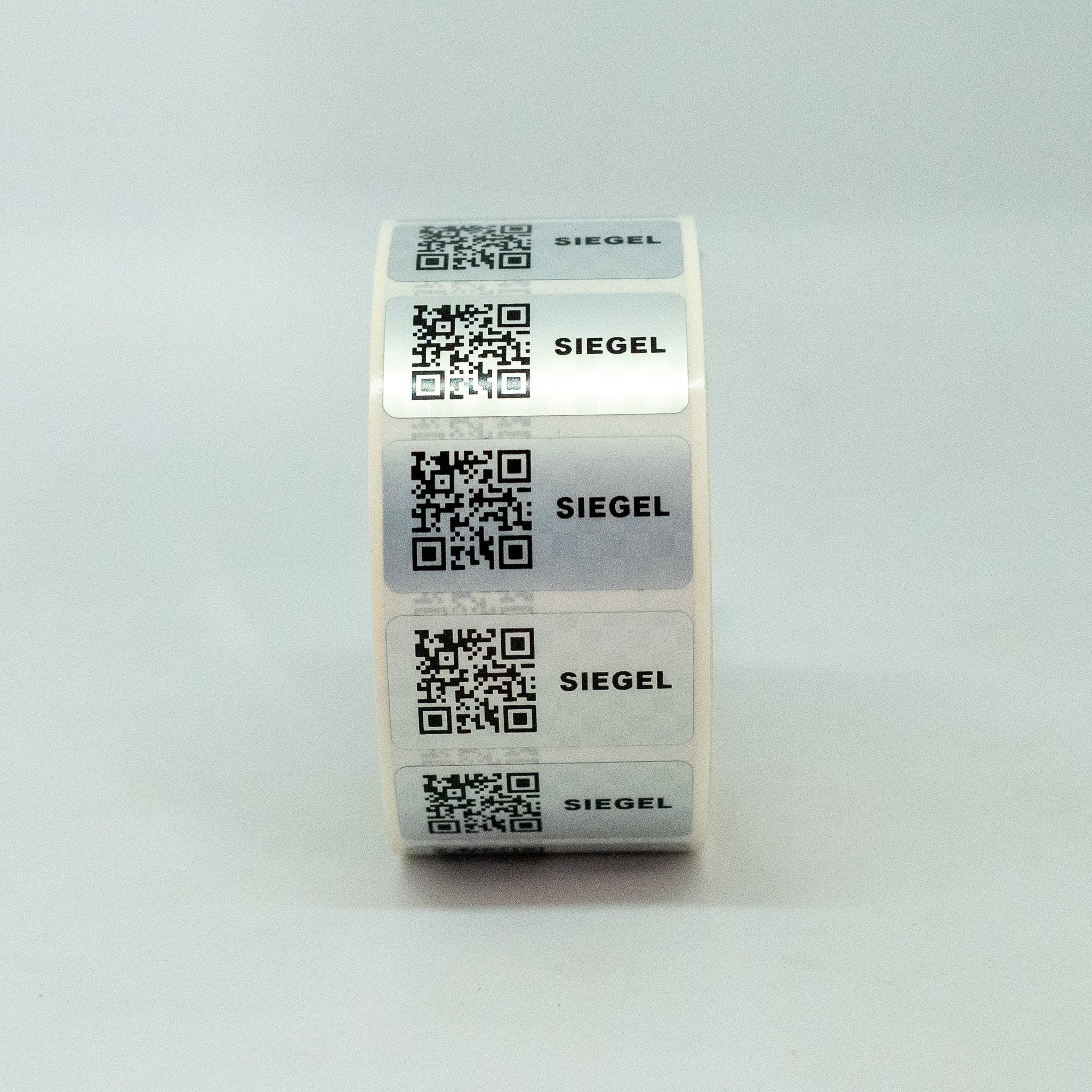 ET2328-LOGO Void-Etikette silber bedruckt mit Logo 1000 Etiketten
