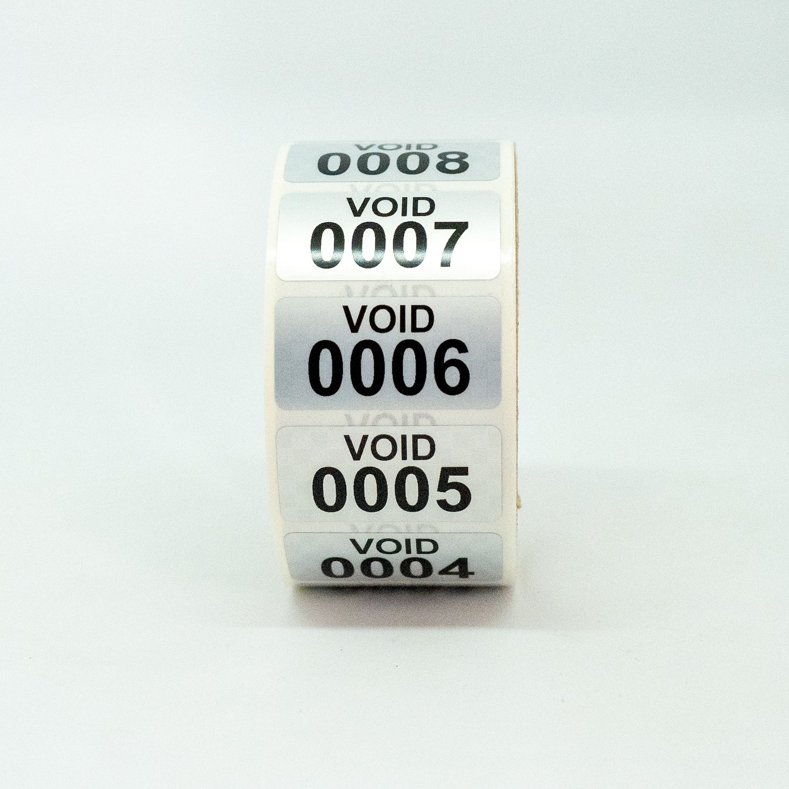 ET2328-LOGO Void-Etikette silber bedruckt mit Logo 1000 Etiketten