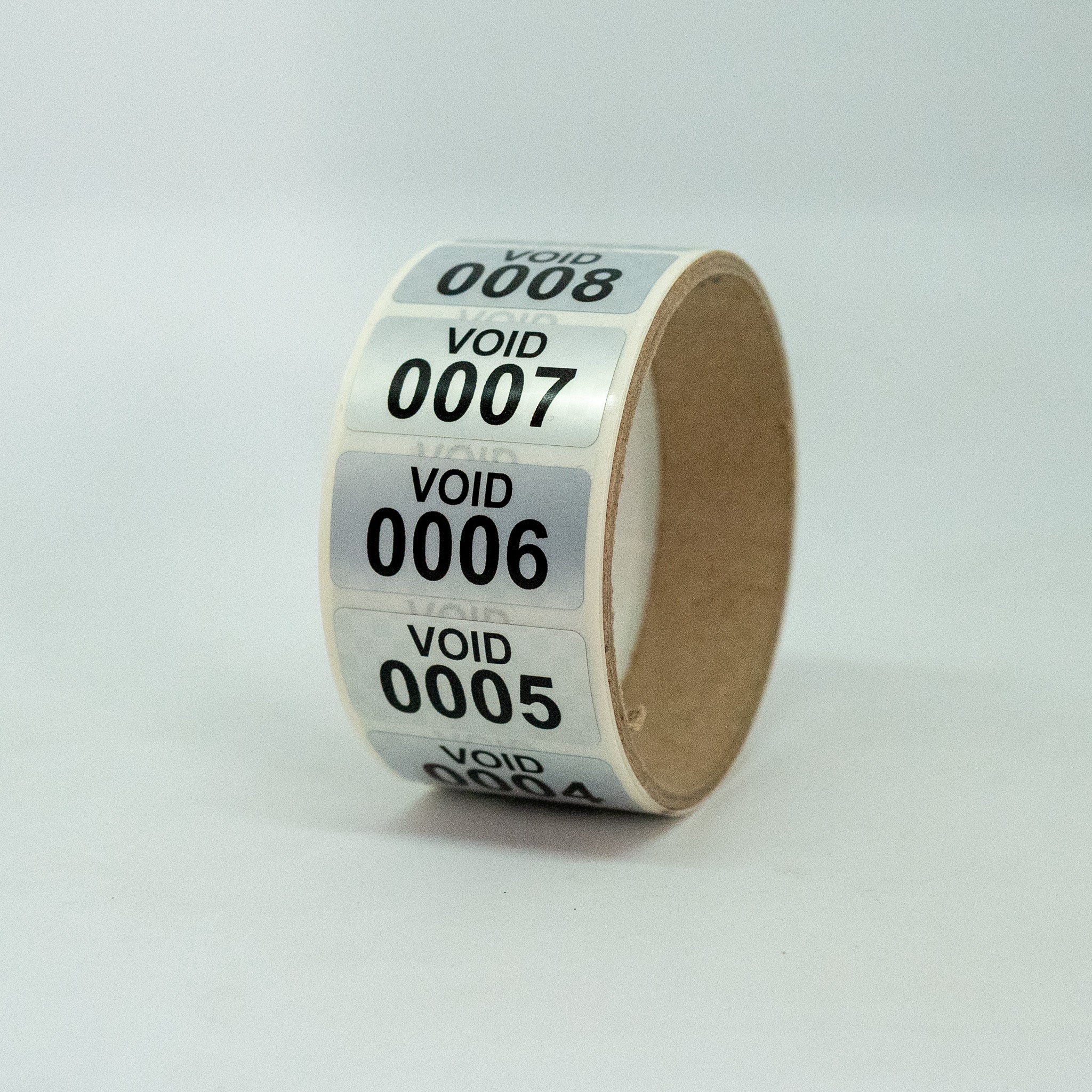 ET2328-LOGO Void-Etikette silber bedruckt mit Logo 1000 Etiketten