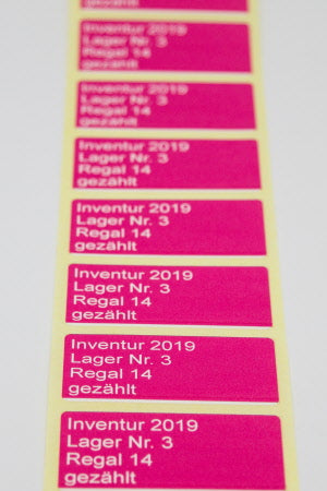 ET2429A Inventuretikette eckig 38x23 mm PERMANANT Aufdruck 1 - 4 zeilig 1000 Stk. Preis / Rolle